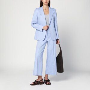 $335 MaxMara Weekend SKY BLUE   Linen  Blend Canvas Trousers** 10